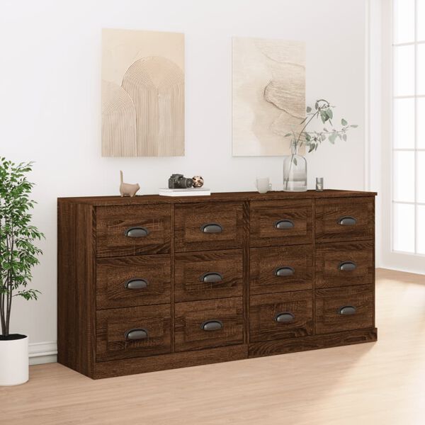 vidaXL Sideboards 2 pcs Brown Oak Engineered Wood
