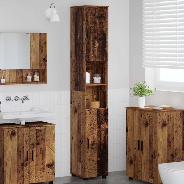 vidaXL Bathroom Cabinet with Storage Old Wood 30 x 35 x 192 cm