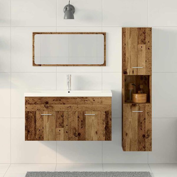 vidaXL 3 Piece Bathroom Furniture Set Old Wood Engineered Wood