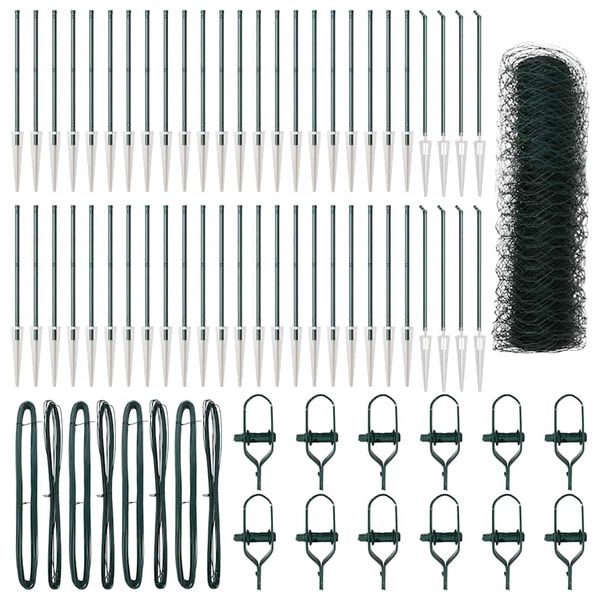 vidaXL Fence Post Green 100 x 1 m (36 mm mesh) Steel and PVC