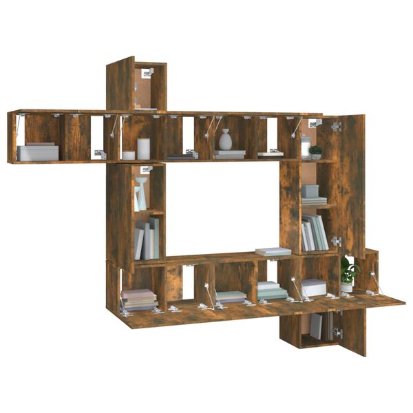 vidaXL 10 Piece TV Cabinet Set Smoked Oak Engineered Wood