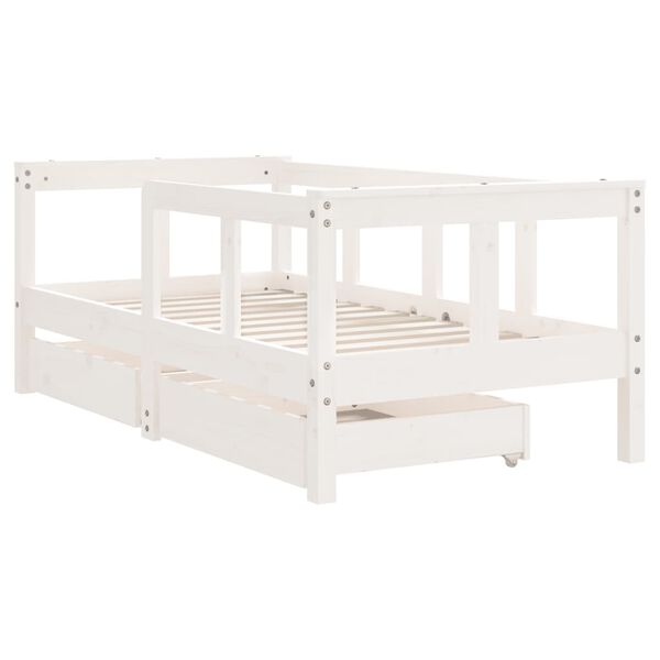 vidaXL Kids Bed Frame with Drawers White 70x140 cm Solid Wood Pine