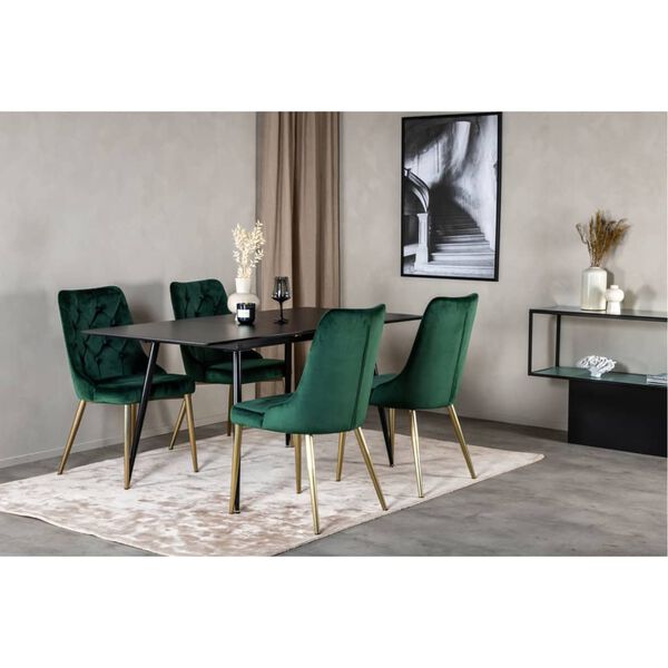 Venture Home Dining Chairs 2 pcs Velvet Deluxe Velvet Forest Green and Brass