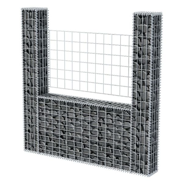 vidaXL Gabion Basket U-Shape Galvanised Steel 160x20x150 cm