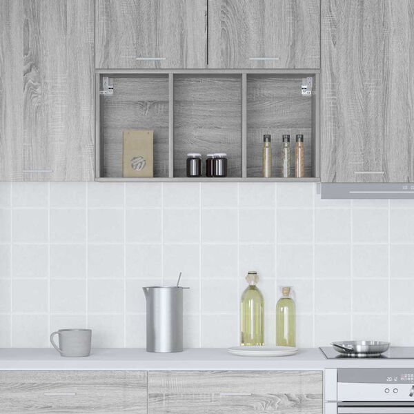 vidaXL Hanging Cabinet with Storage Riga Grey Sonoma 40 x 29.5 x 80 cm