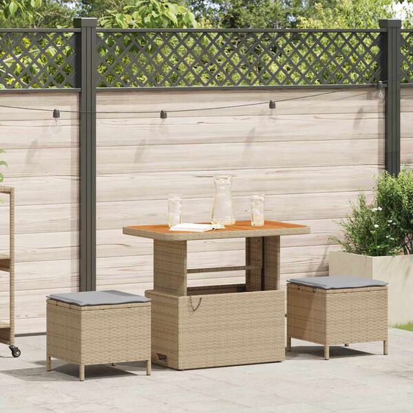 vidaXL Garden Dining Set Beige Poly Rattan