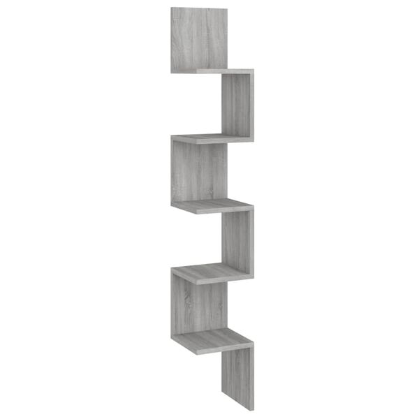 vidaXL Wall Corner Shelf Grey Sonoma 20x20x127.5 cm Engineered Wood