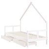 vidaXL Kids Bed Frame with Drawers White 80x200 cm Solid Wood Pine