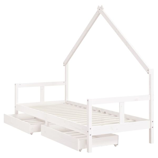 vidaXL Kids Bed Frame with Drawers White 80x200 cm Solid Wood Pine