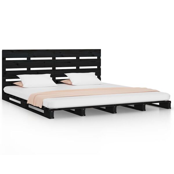 vidaXL Bed Frame without Mattress Black Solid Wood Pine Small Double