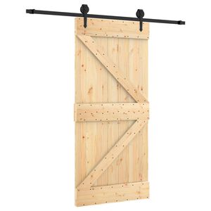 vidaXL Sliding Door Natural and Black 95 x 210 cm Solid Pine Wood