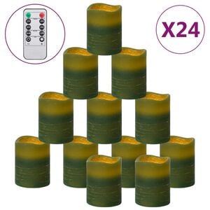 vidaXL Led Candle | Set of 24 | Mint | Wax (outside), Plastic (inside) | Small