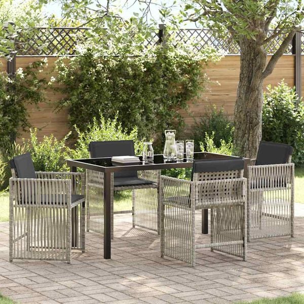 vidaXL Garden Dining Set 5 pcs Light Grey Powder-Coated Steel