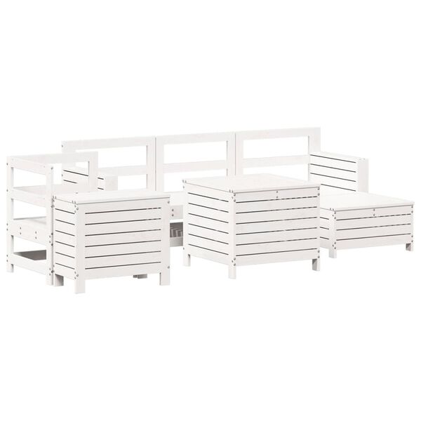 vidaXL 7 Piece Garden Sofa Set White Solid Wood Pine