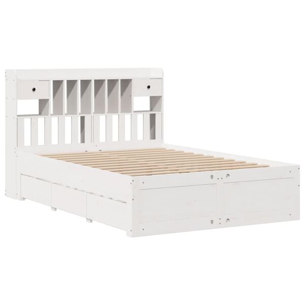 vidaXL Bookcase Bed without Mattress White 160x200 cm Solid Wood Pine
