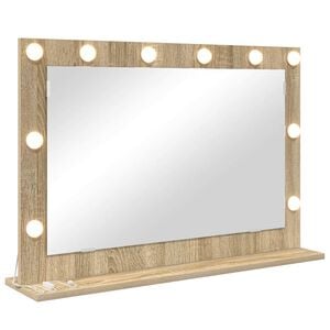 vidaXL Vanity Mirror with LED Strip Lights Sonoma Oak 80 x 55 x 18 cm