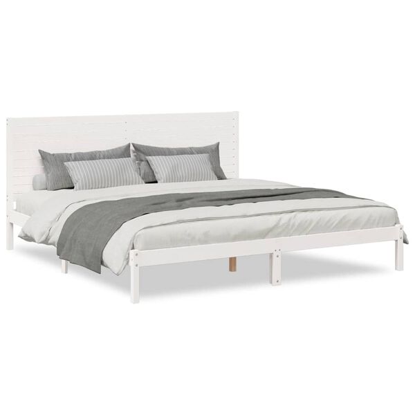 vidaXL Extra Long Bed Frame without Mattress White 180x220 cm Solid Wood