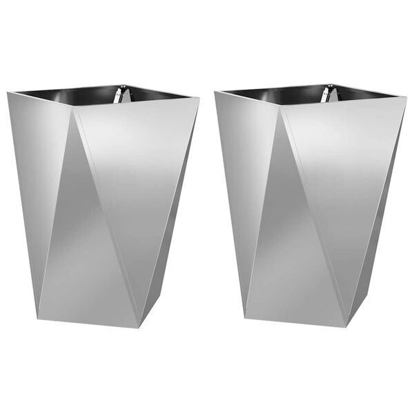 vidaXL Planter 2 pcs Silver 50 x 50 x 75 cm Galvanised Steel