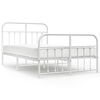 vidaXL Metal Bed Frame without Mattress with Footboard White 120x190cm