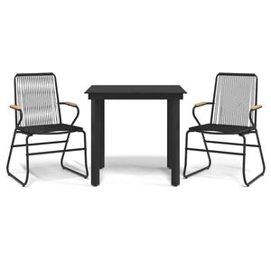 vidaXL 3 Piece Garden Dining Set Black PVC Rattan