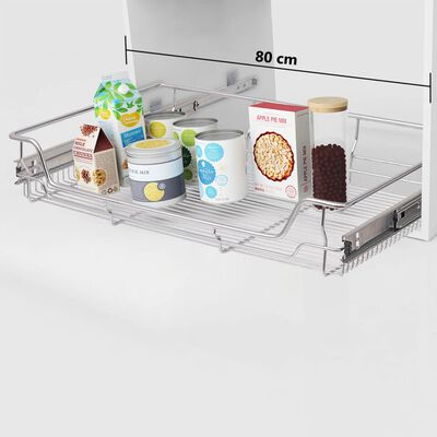 vidaXL Pull-Out Wire Baskets 2 pcs Silver 800 mm