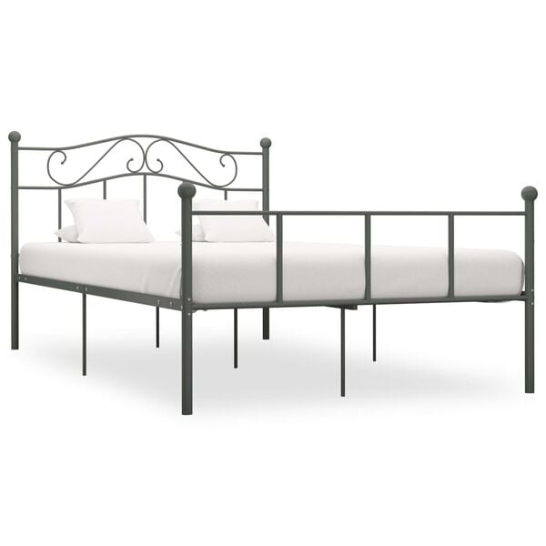 vidaXL Bed Frame without Mattress Grey Metal 160x200 cm