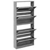 vidaXL Shoe Cabinet with Mirror 4-Layer Grey Sonoma 63x17x134 cm