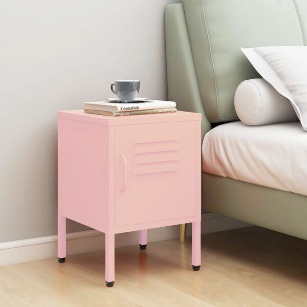 vidaXL Nightstand Pink 35x35x51 cm Steel