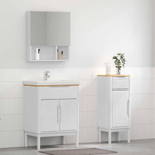 vidaXL Bathroom Furniture Set FLORO 2 pcs White Solid Pine Wood