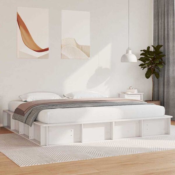 vidaXL Bed Frame White 180 x 200 cm Solid Pine Wood