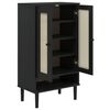 vidaXL Shoe Cabinet SENJA Rattan Look Black 59.5x35x107 cm Solid Wood