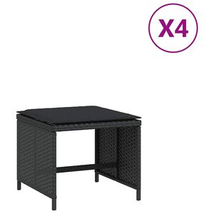 vidaXL Garden Stools with Cushions 4 pcs Black 41x41x36 cm Poly Rattan