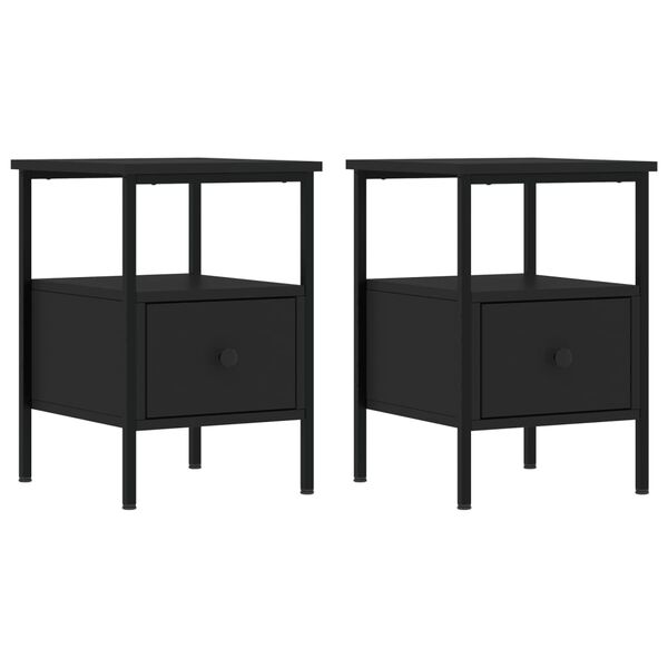 vidaXL Bedside Cabinets 2 pcs Black 34x36x50 cm Engineered Wood