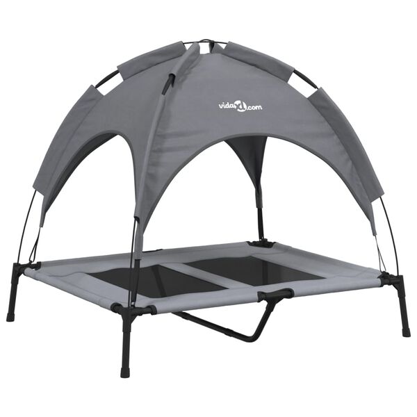vidaXL Dog Bed with Canopy Anthracite Oxford Fabric and Steel