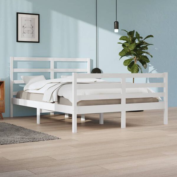 vidaXL Bed Frame without Mattress White Solid Wood Pine 160x200 cm