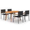 vidaXL 5 Piece Garden Dining Set Black