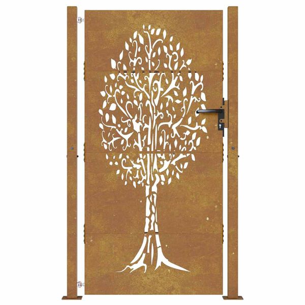 vidaXL Garden Gate 100x175 cm Corten Steel Tree Design
