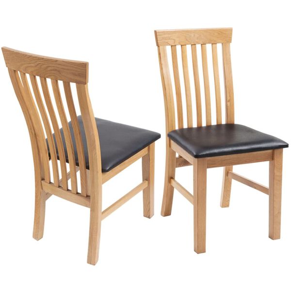 vidaXL Dining Chairs 2 pcs Solid Oak Wood and Faux Leather