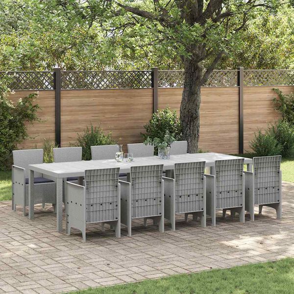 vidaXL Garden Dining Set with Cushion 11 pcs Light grey and Anthracite