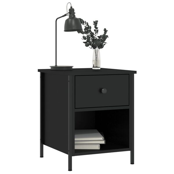 vidaXL Bedside Cabinet Black 40x42x50 cm Engineered Wood