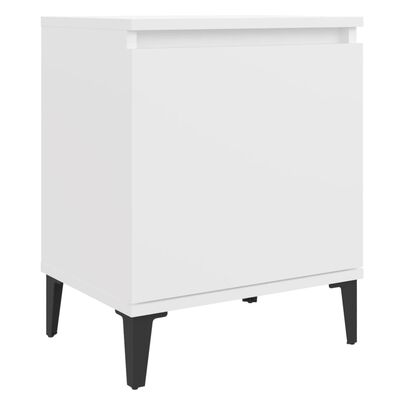 vidaXL Bed Cabinets with Metal Legs 2 pcs White 40x30x50 cm
