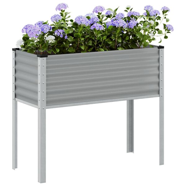 vidaXL Garden Planter Grey 100x45x90 cm Steel