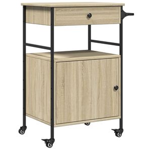 vidaXL Kitchen Trolley Sonoma Oak 56x43x89.5 cm Engineered Wood