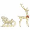 vidaXL Reindeer Pull Sleigh Warm white 70 x 26 x 129 cm PET
