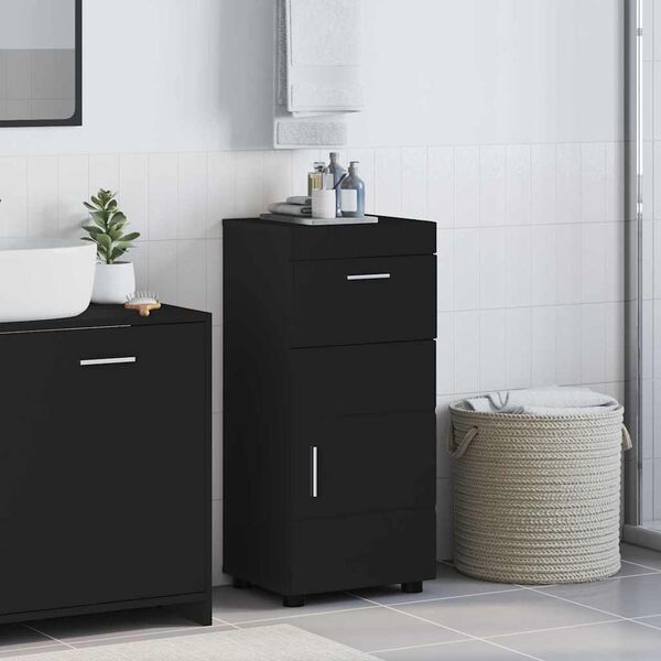 vidaXL Bathroom Cabinet Set with Drawer TULUM Black 37 x 31.5 x 82 cm
