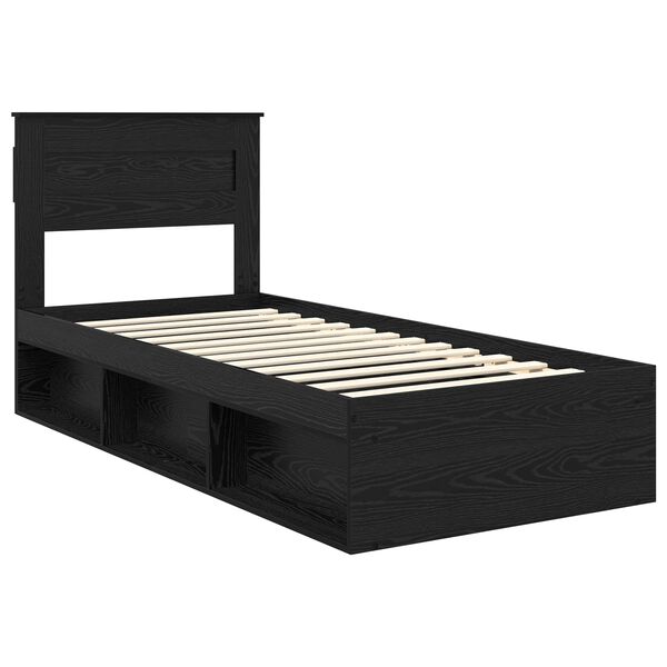 vidaXL Bed Frame with Mattress Black 90 x 200 cm Solid Pine Wood