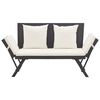 vidaXL Garden Bench with Cushions Black 176 cm Poly Rattan