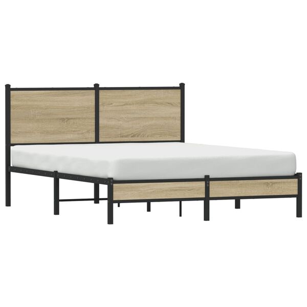 vidaXL Metal Bed Frame without Mattress Sonoma Oak 137x190 cm