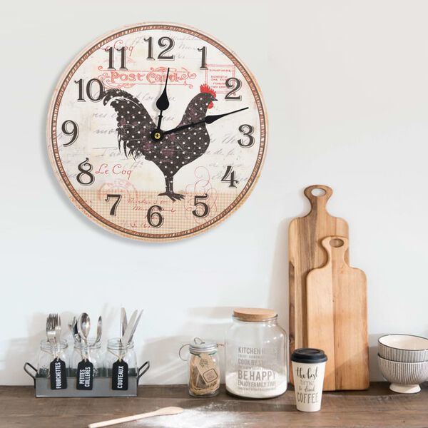 vidaXL Wall Clock with Chicken Design Multicolour 30 cm MDF