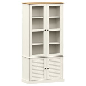 vidaXL Glass Display Cabinet "VIGO" White 85x35x170 cm Solid Wood Pine